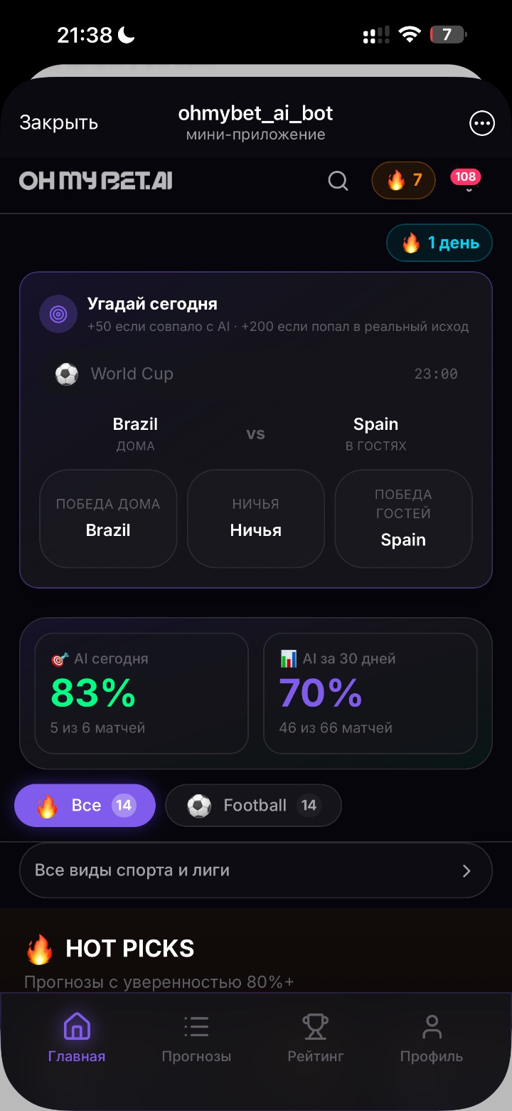 Экран Hot Picks дня